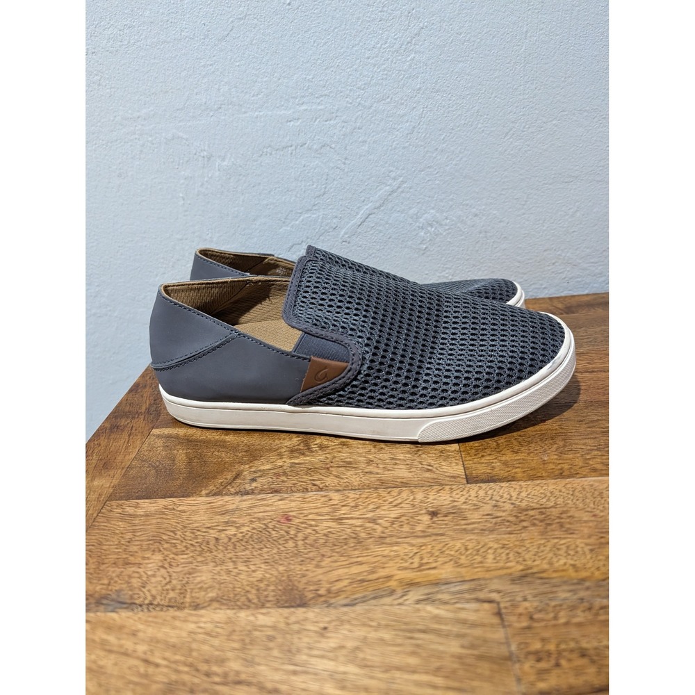 Olukai Women's Pehuea Gray Mesh Slip-On Boat‎ Shoes Size7.5  Medium